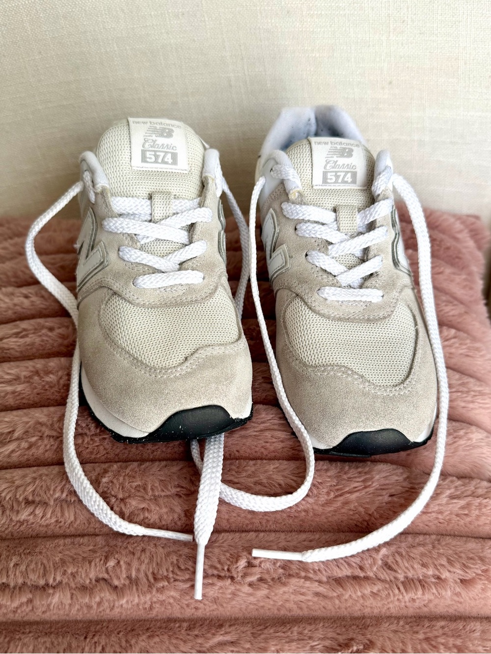 New Balance 574 Sneakers in Neutral Beige and White
